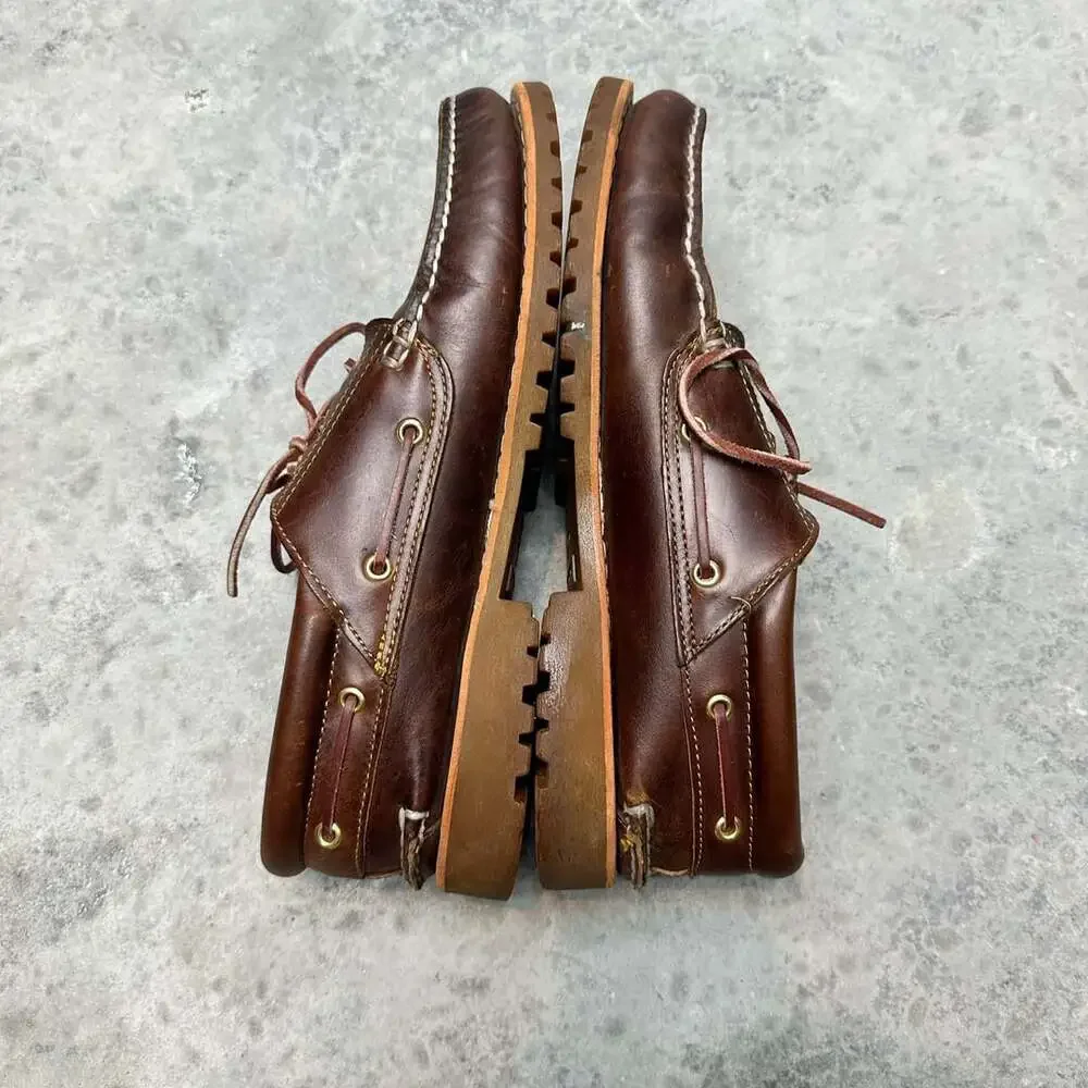 Timberland 3-Eye Classic Lug Brown Leather Boat Shoes - Size 13 M
